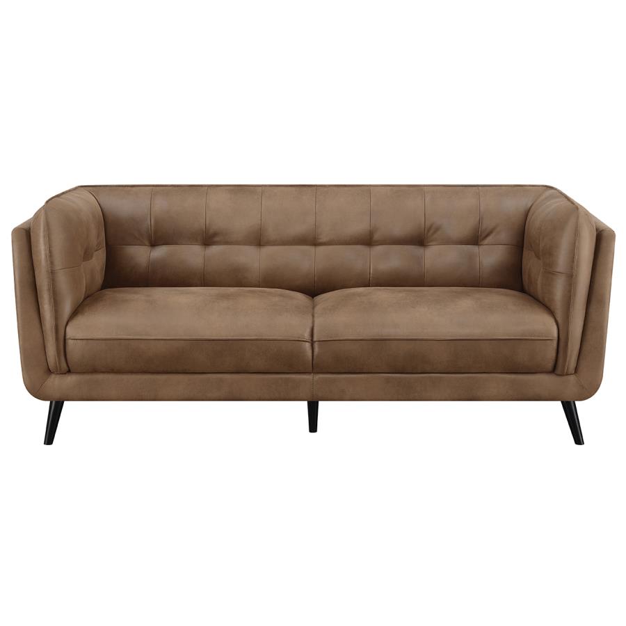 Thatcher 3-piece Upholstered Button Tufted Living Room Set Brown