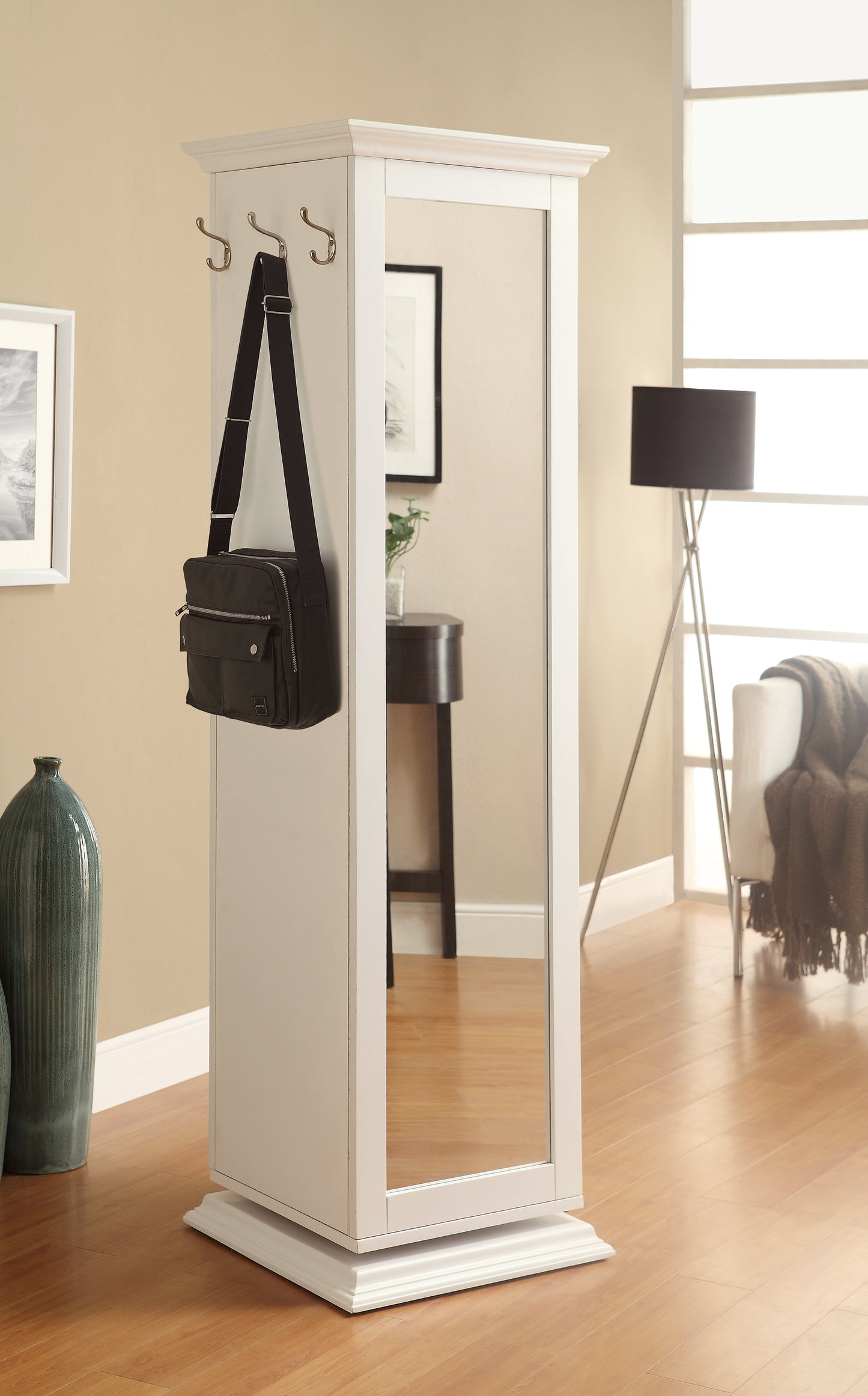 Swivel Accent Cabinet with Cork Board White