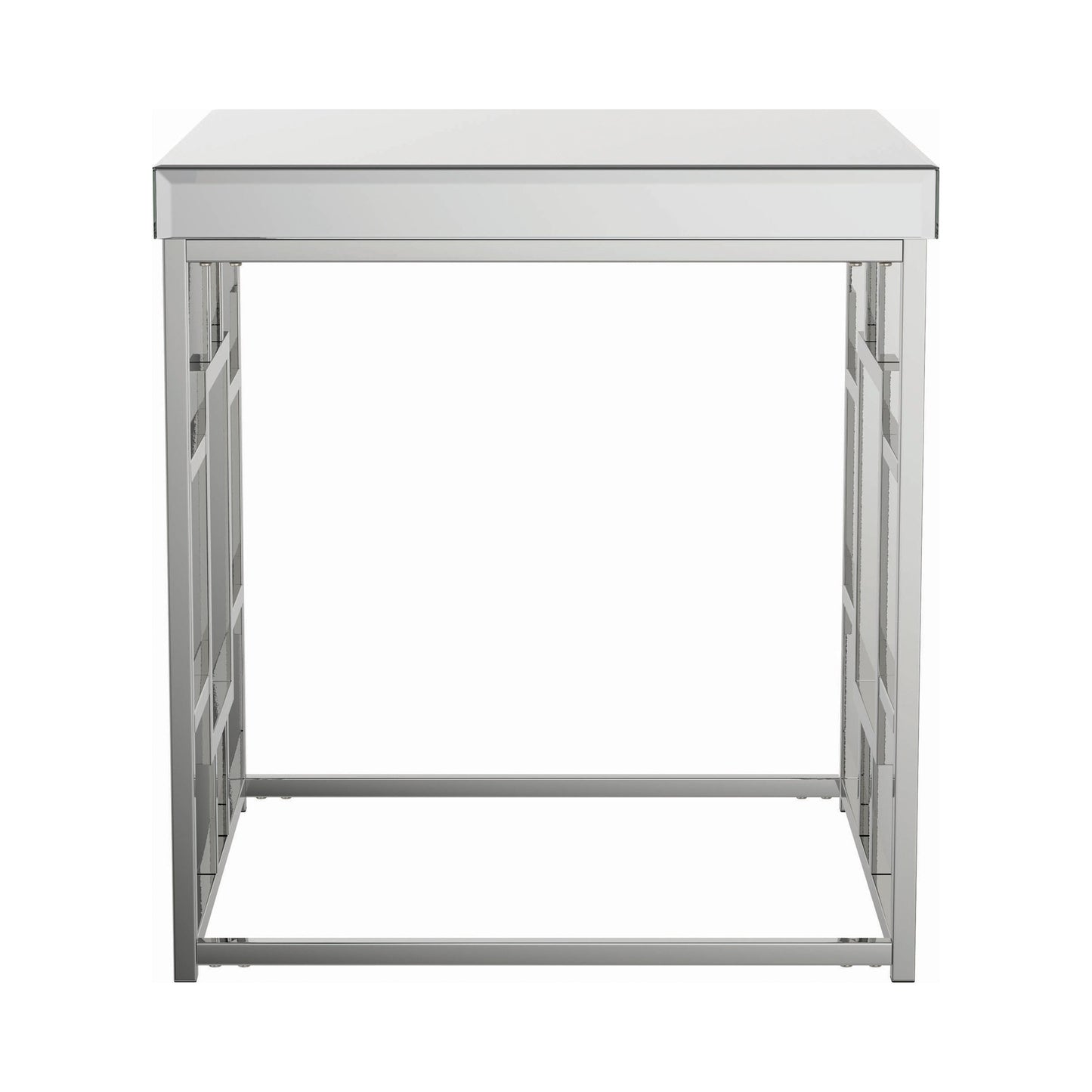Geometric Frame Square End Table Chrome