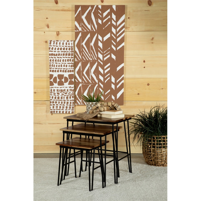 3-piece Nesting Table with Hairpin Legs Natural and Black