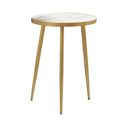 Round Accent Table White and Gold