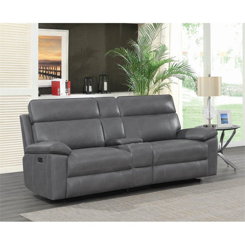 Albany Upholstered Power Reclining Seat and Power Headrest Loveseat with Console