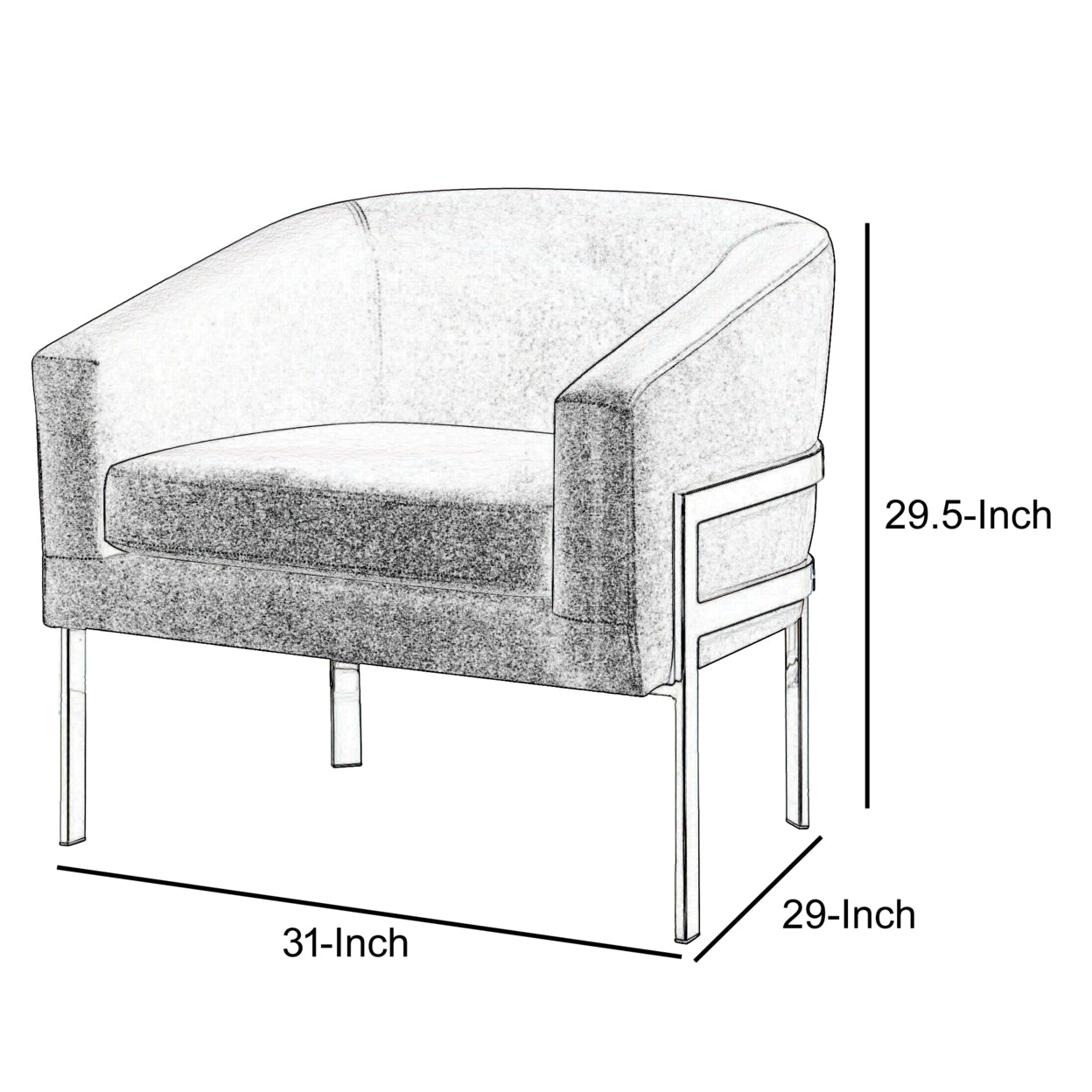 Barrel Back Accent Chair with Sloped Arm Grey