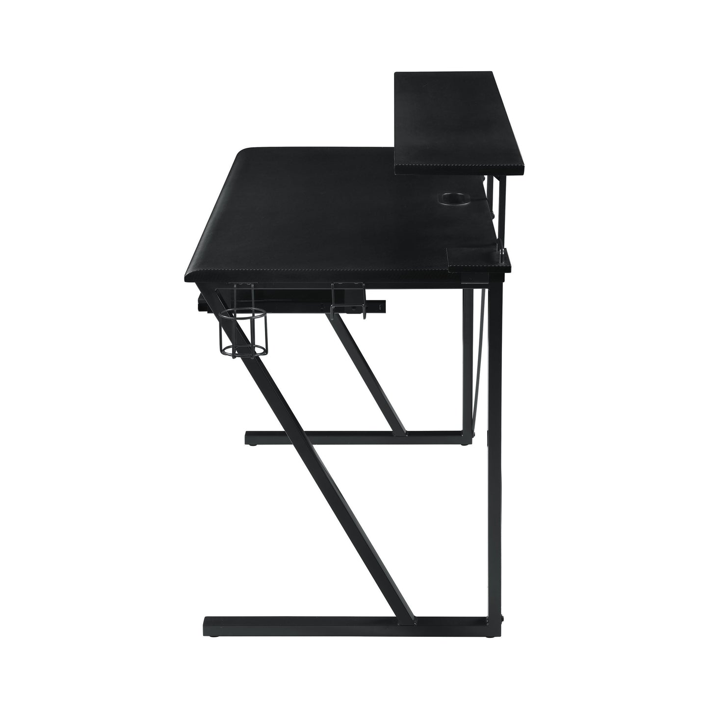 Tech Spec Gaming Desk with Cup Holder Gunmetal