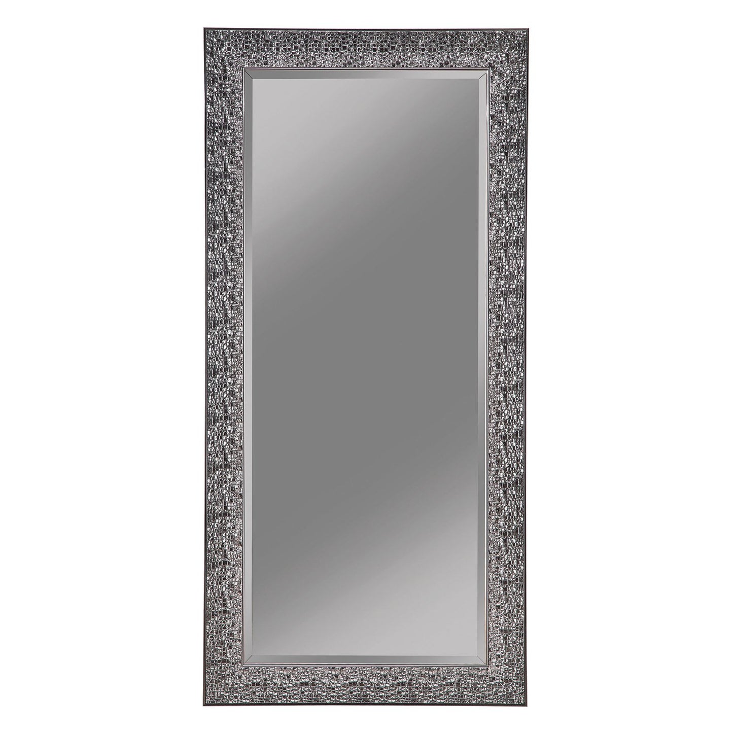 Rectangular Floor Mirror Silver Sparkle