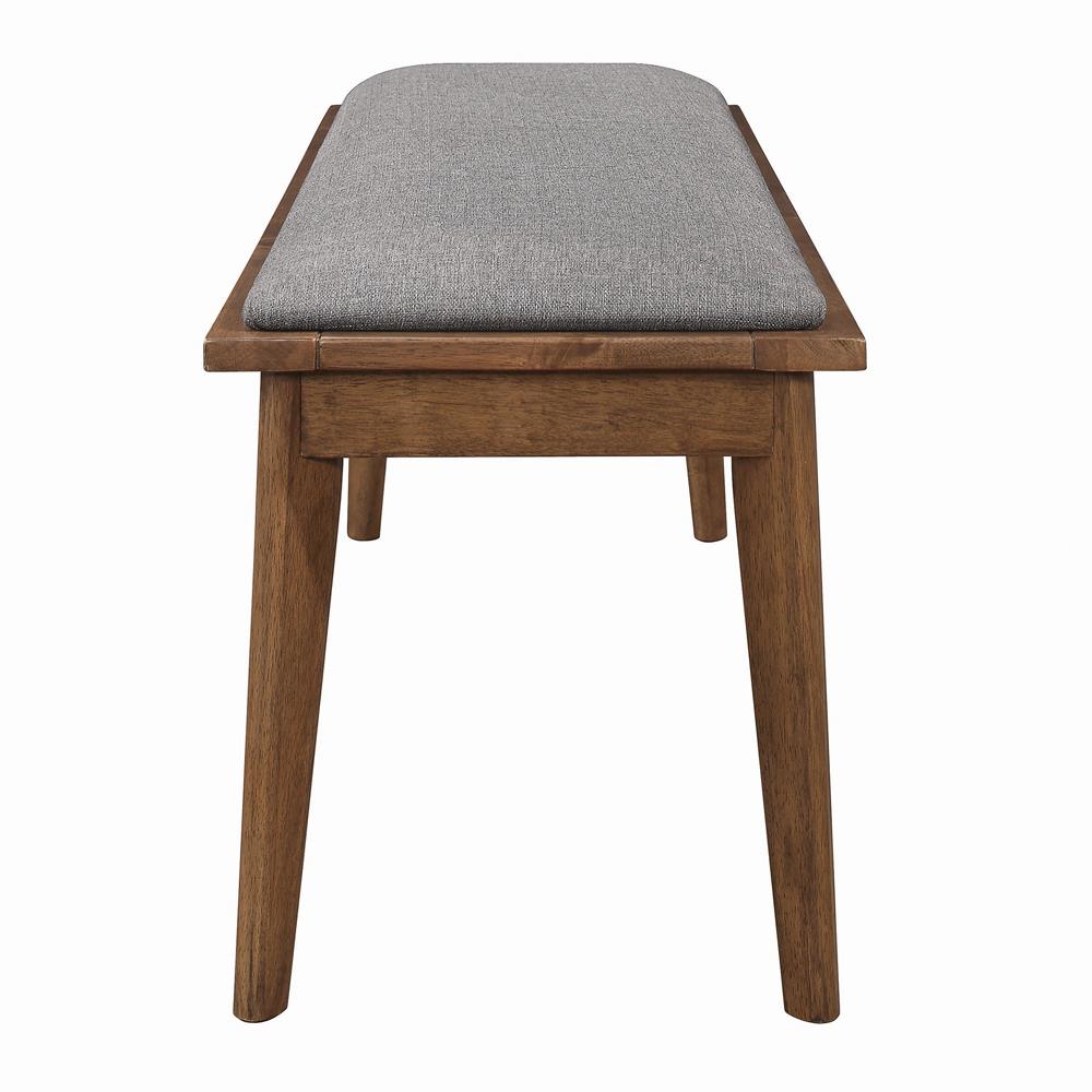 Alfredo Upholstered Dining Bench Grey and Natural Walnut