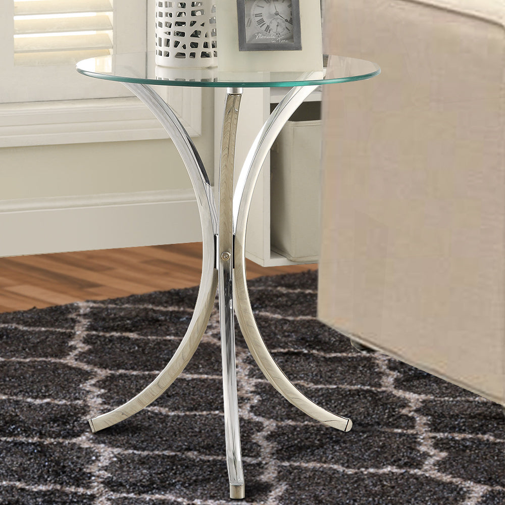 Round Accent Table with Curved Legs Chrome