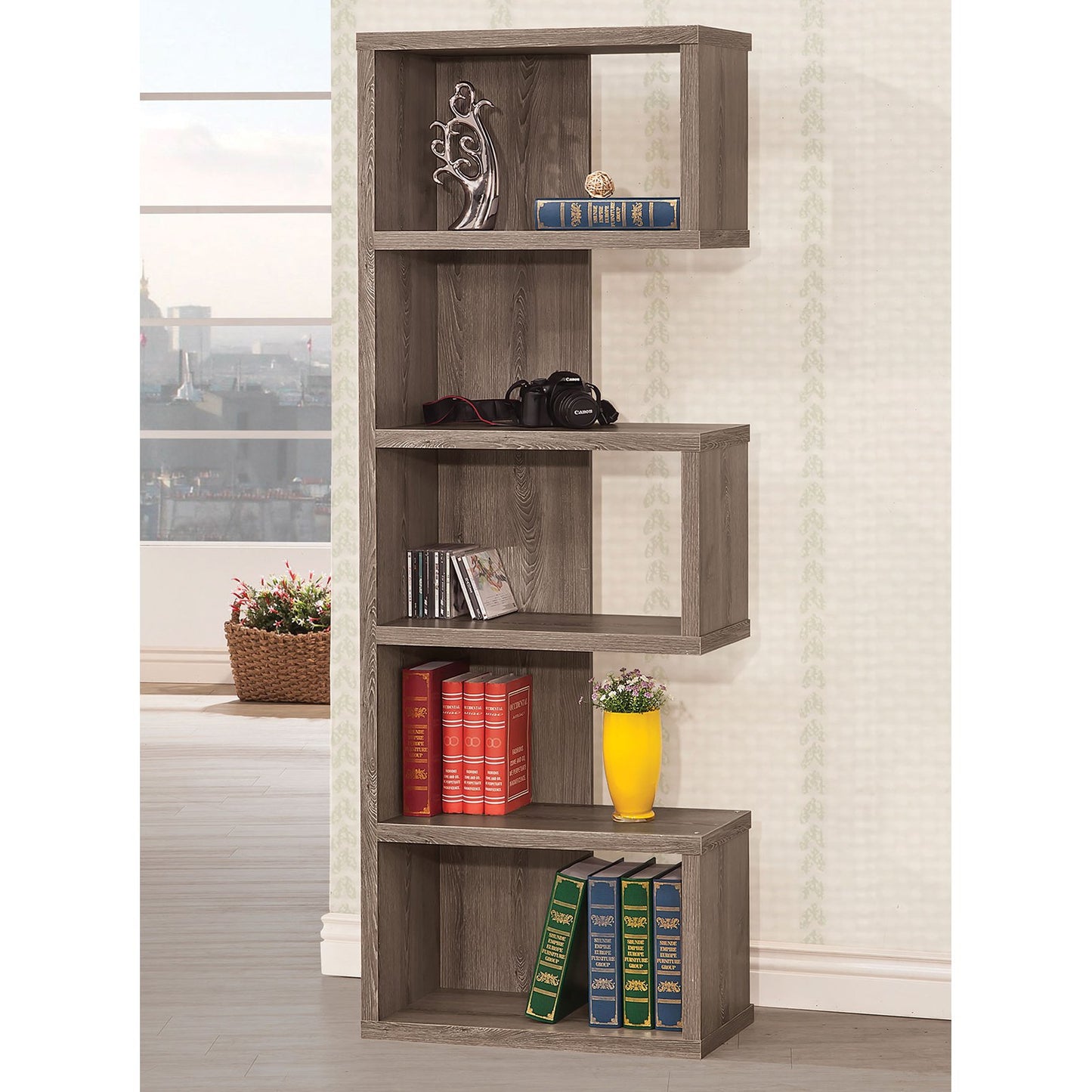 Joey 5-tier Bookcase Weathered Grey