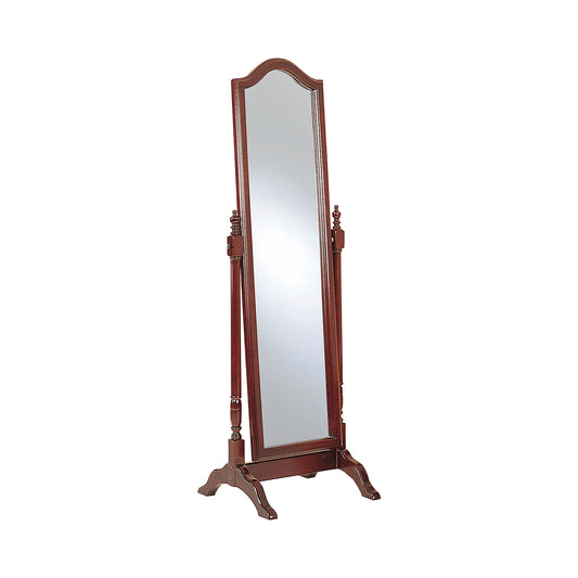 Rectangular Cheval Mirror with Arched Top Merlot