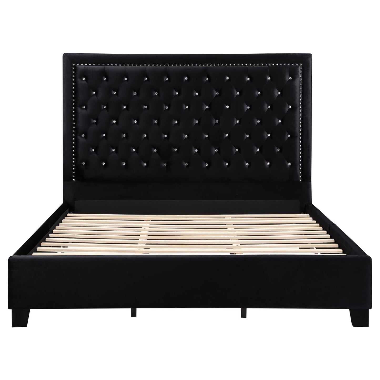 Hailey Upholstered Tufted Platform Eastern King Bed Black