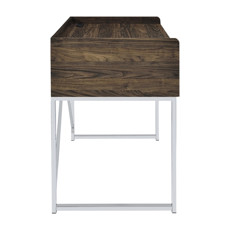 Angelica 3-drawer Writing Desk Walnut and Chrome