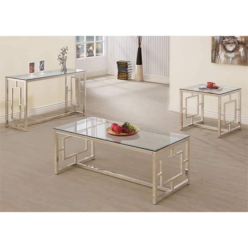 Rectangle Glass Top Coffee Table Nickel
