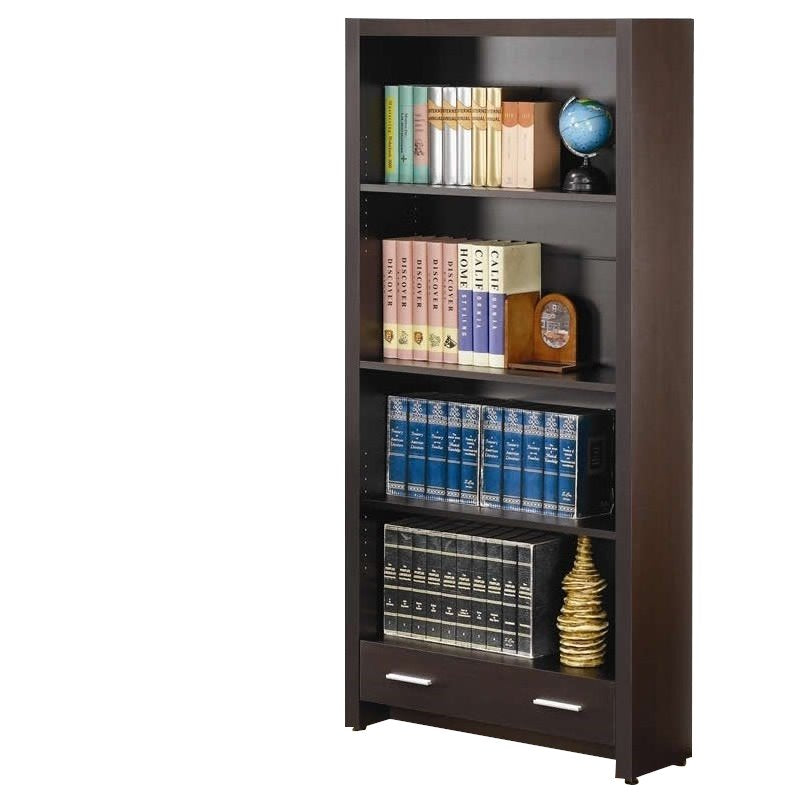 Skylar 5-shelf Bookcase with Storage Drawer Cappuccino