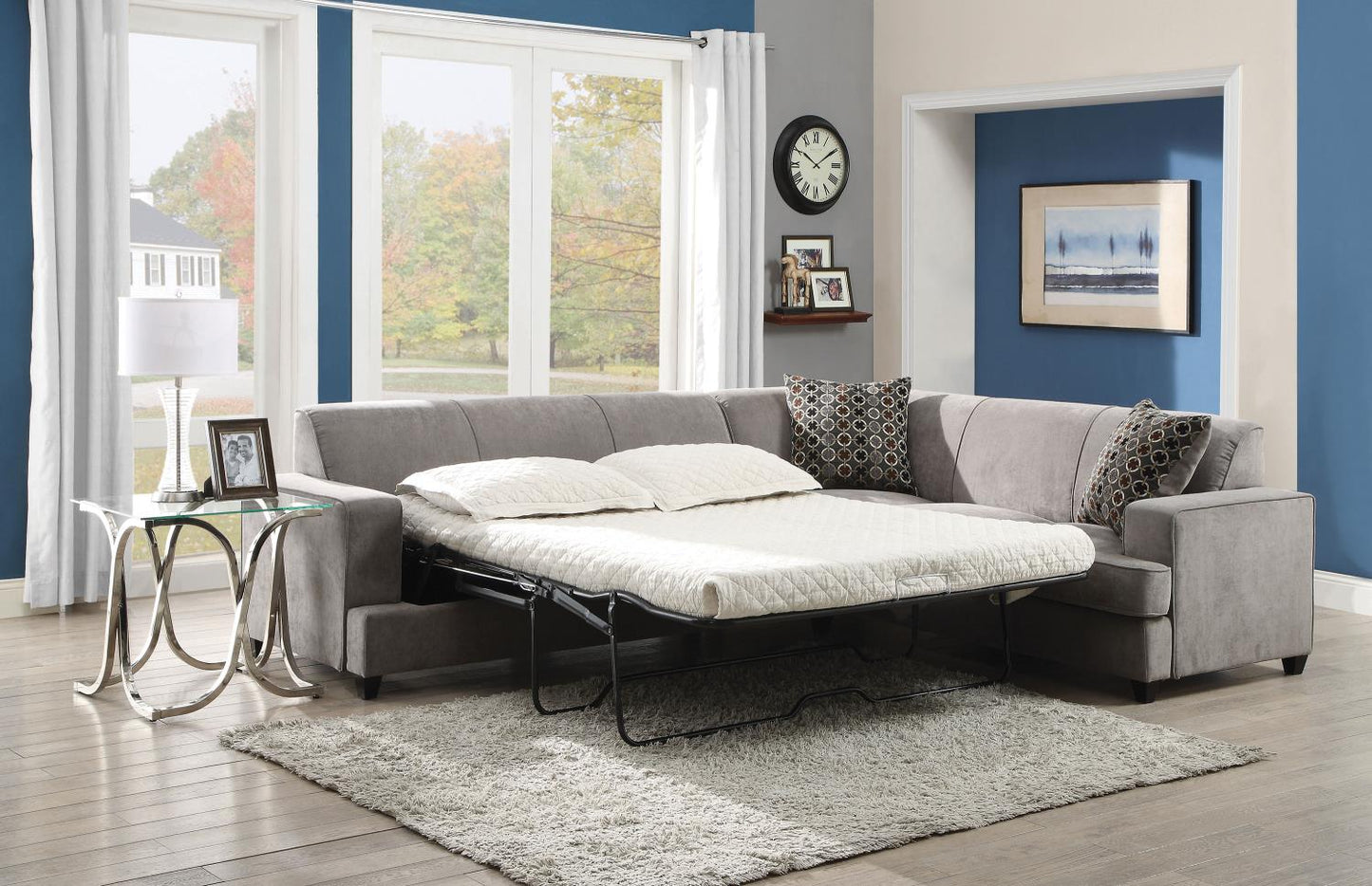 Tess L-shape Sleeper Sectional Grey