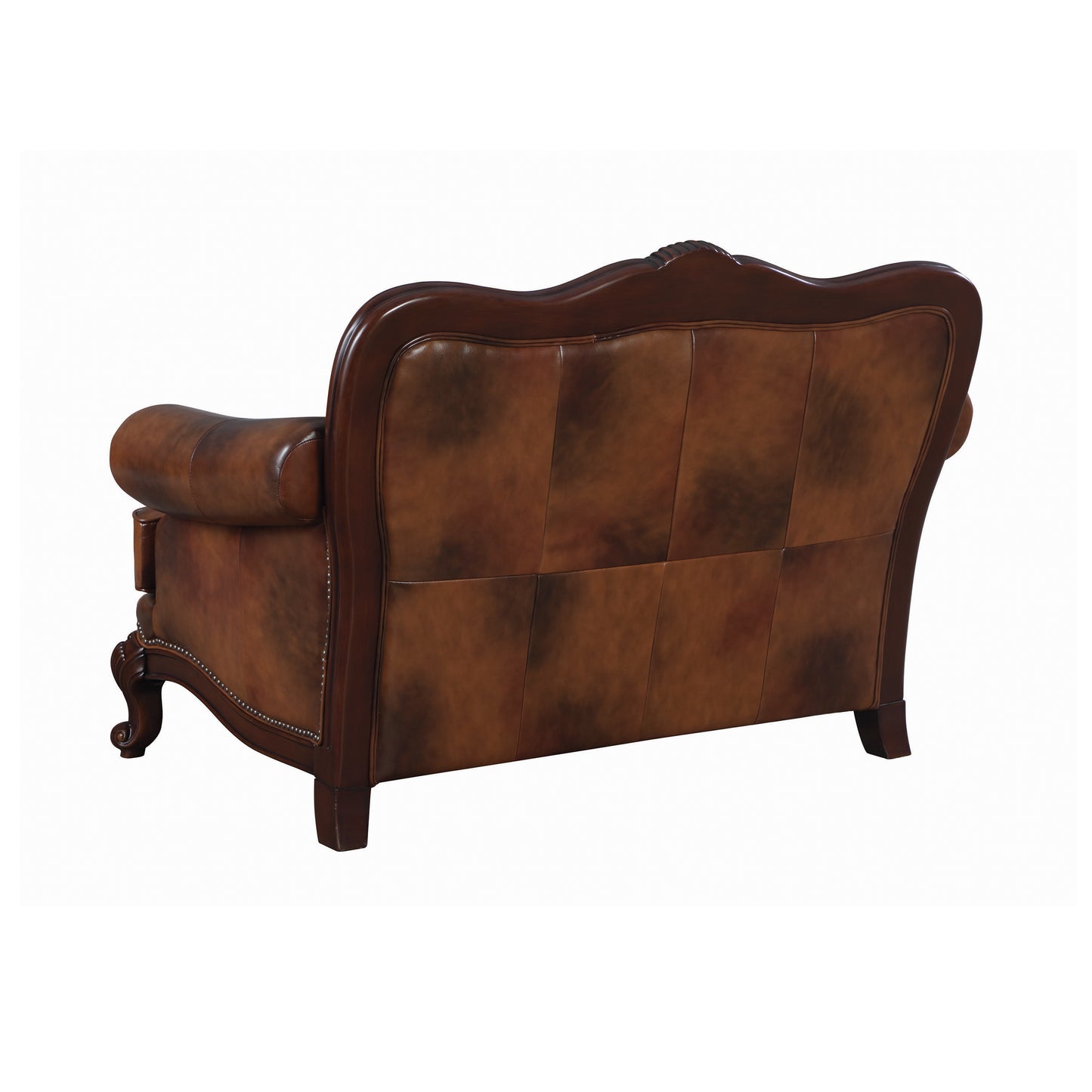 Victoria Tufted Back Loveseat Tri-tone and Brown