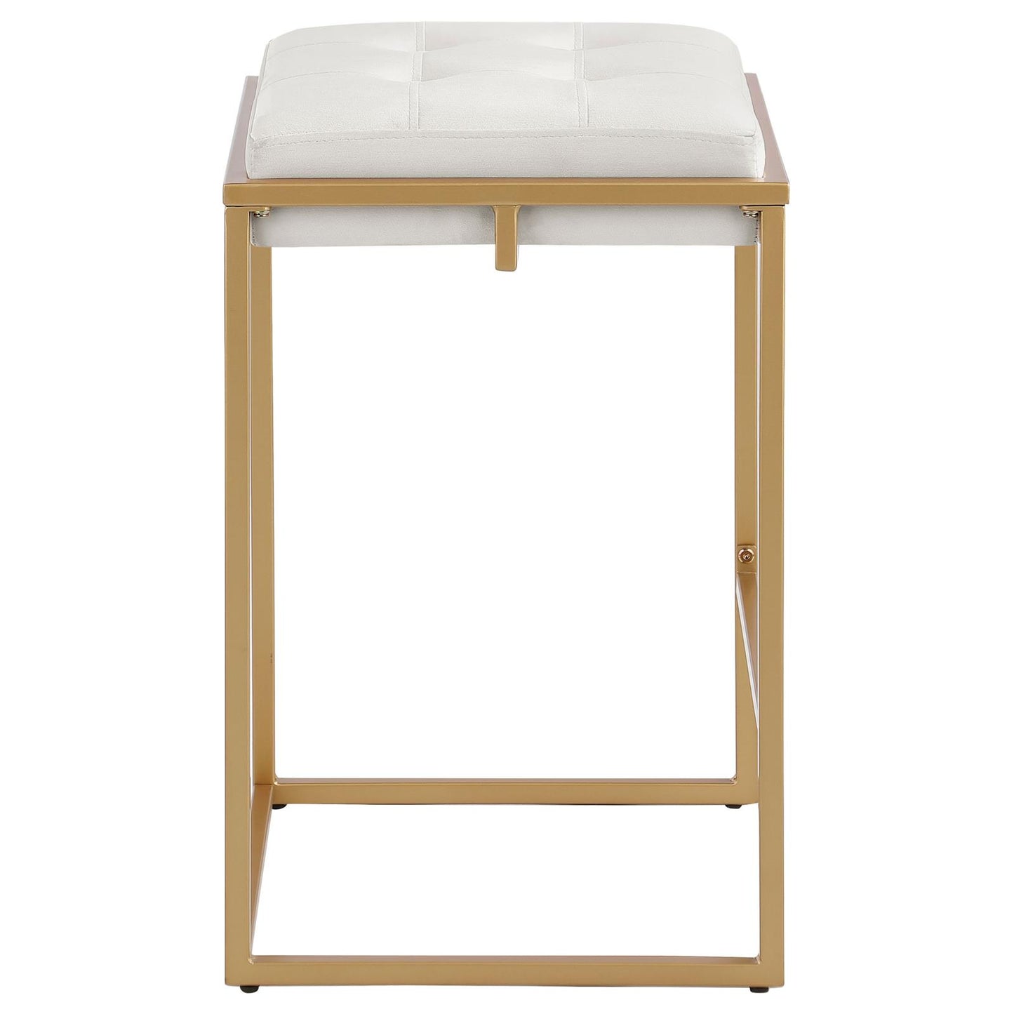 Nadia Square Padded Seat Counter Height Stool (Set of 2) Beige and Gold