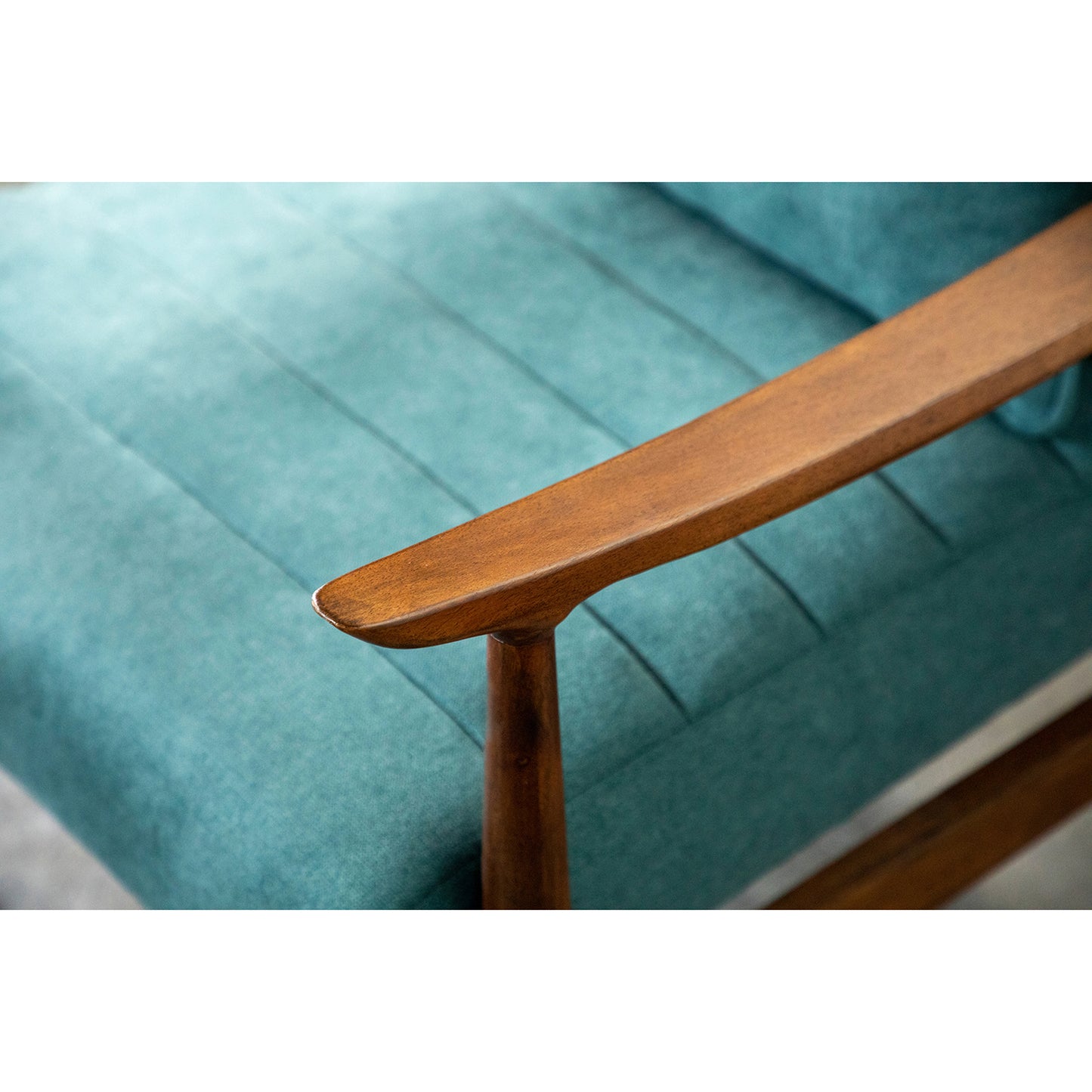 Wooden Arm Accent Chair Teal and Walnut