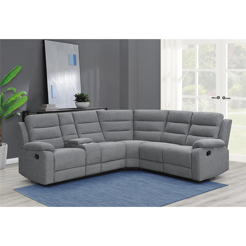 David 3-piece Upholstered Motion Sectional with Pillow Arms Smoke