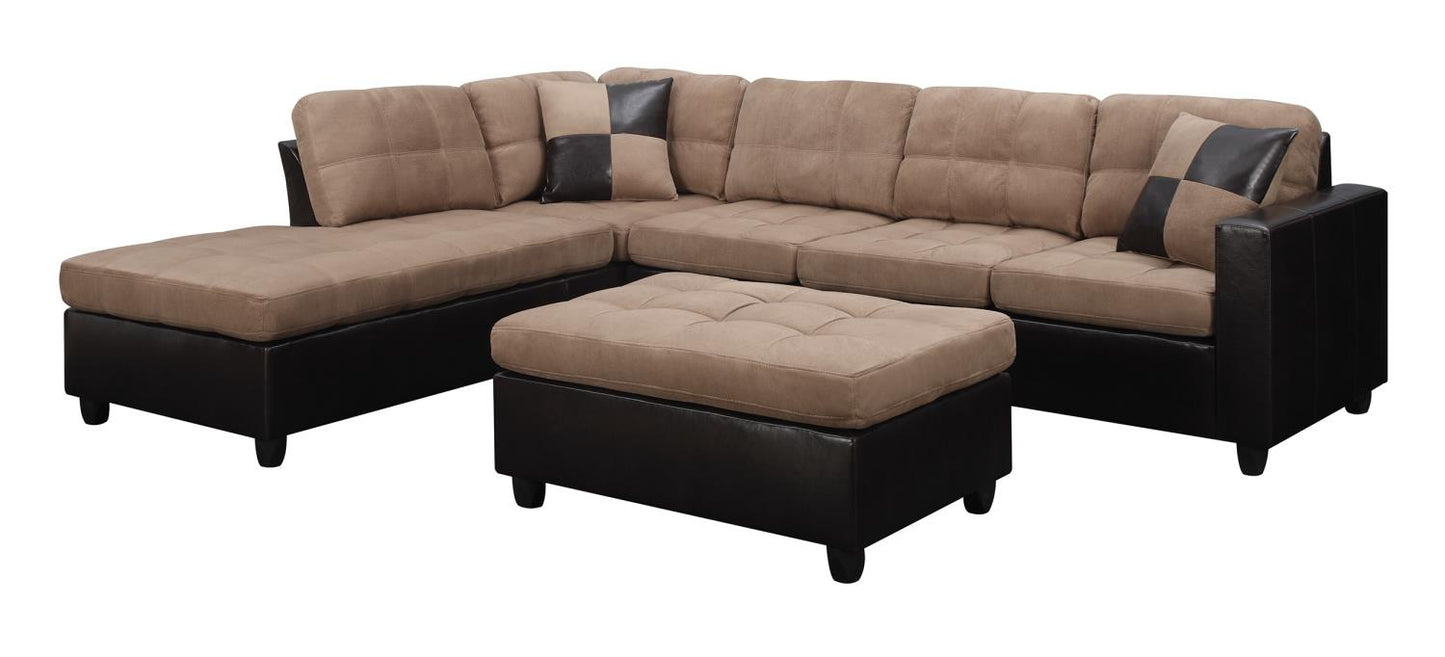 Mallory Upholstered Sectional Tan and Dark Brown