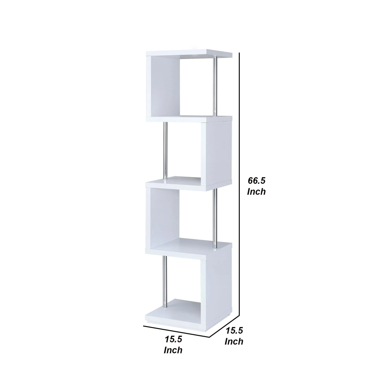 Baxter 4-shelf Bookcase White and Chrome