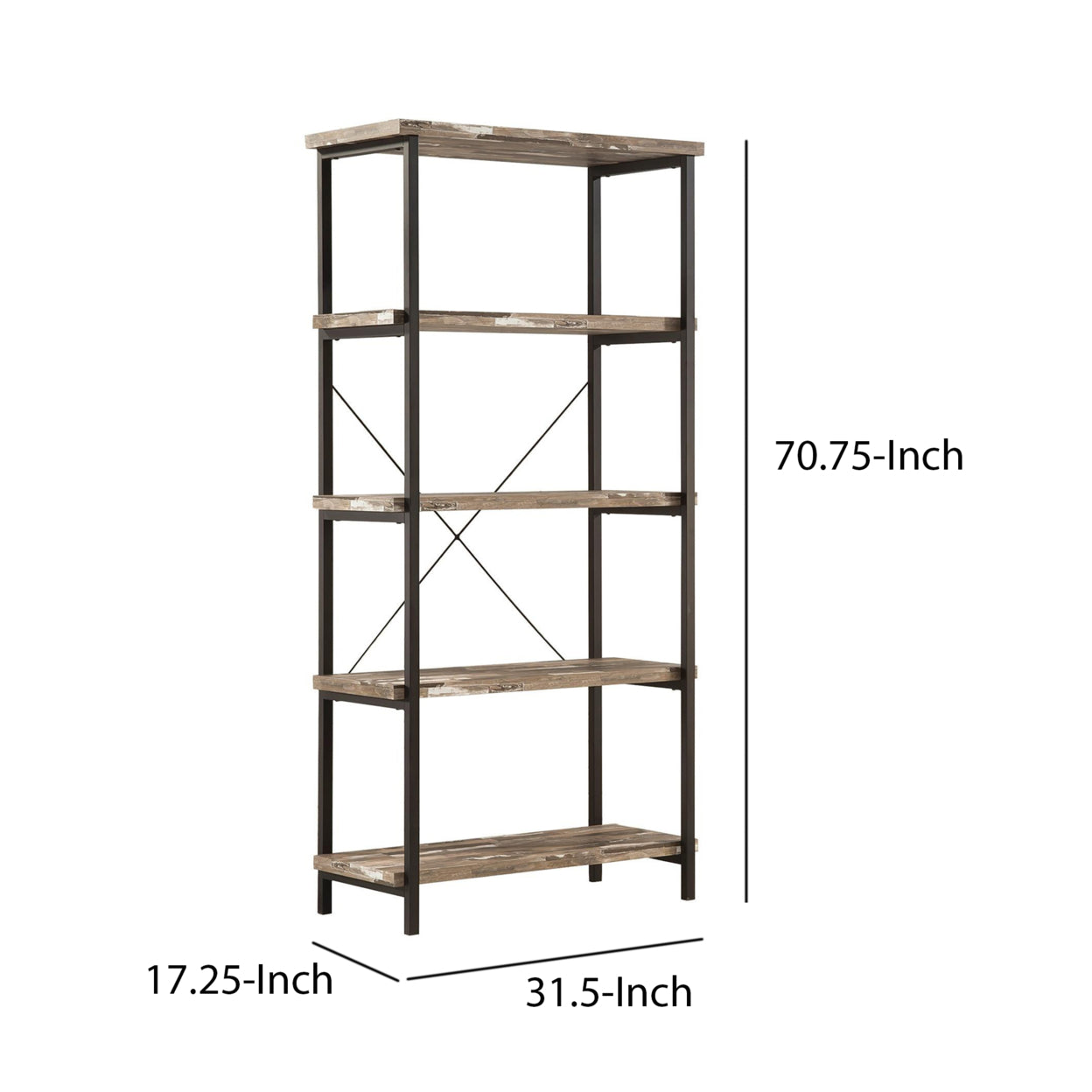Skelton 4-shelf Bookcase Salvaged Cabin and Black