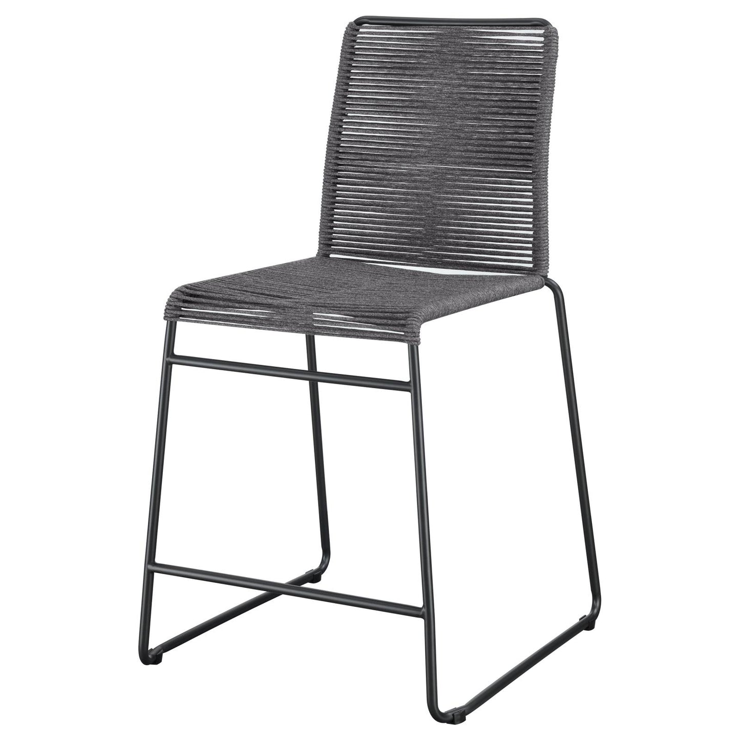 Kai Upholstered Counter Height Stools with Footrest (Set of 2) Charcoal and Gunmetal