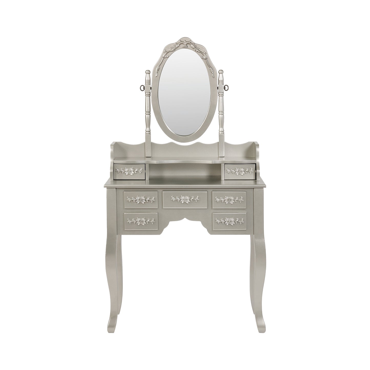 2-piece Vanity Set Metallic Silver and White