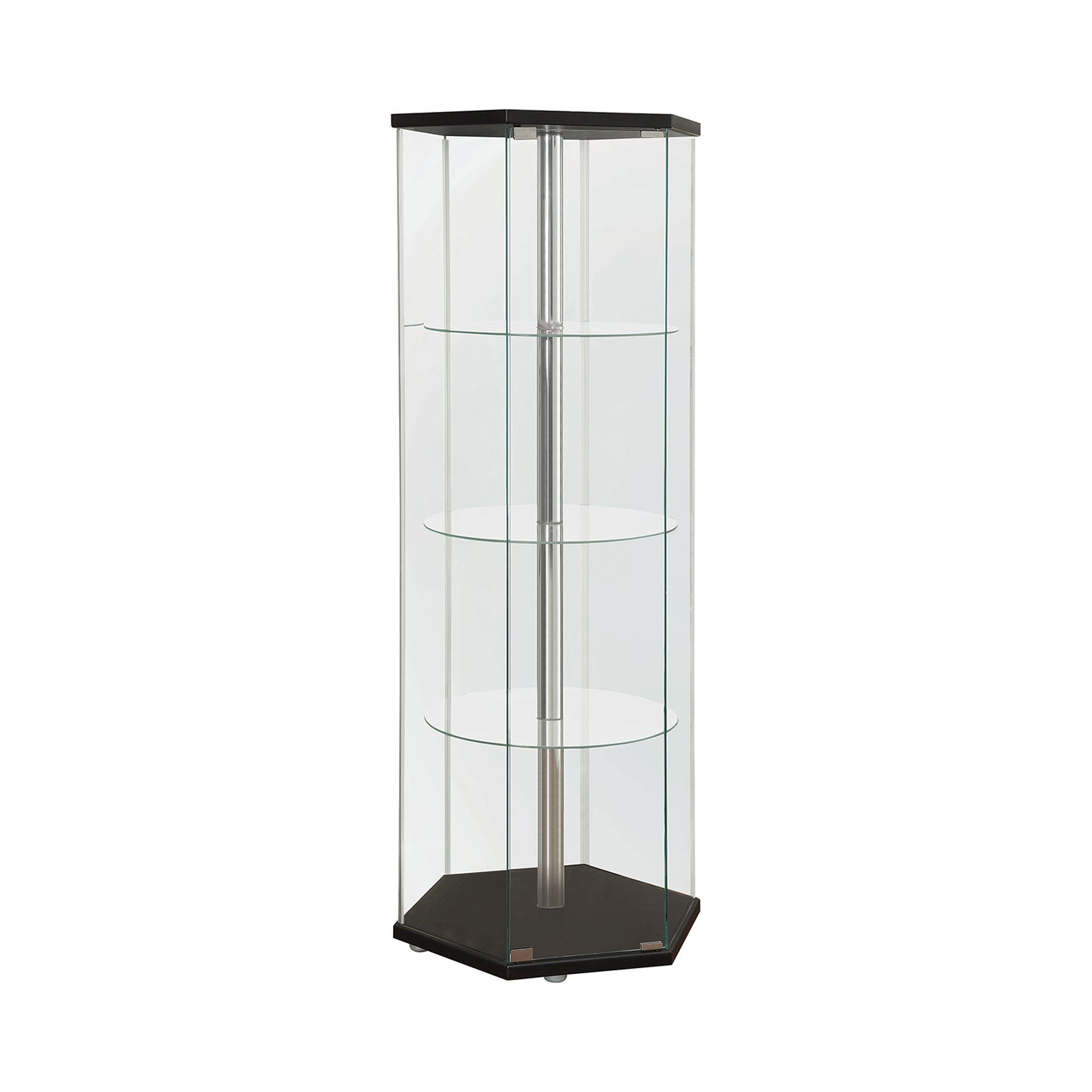 4-shelf Hexagon Shaped Curio Cabinet Black and Clear