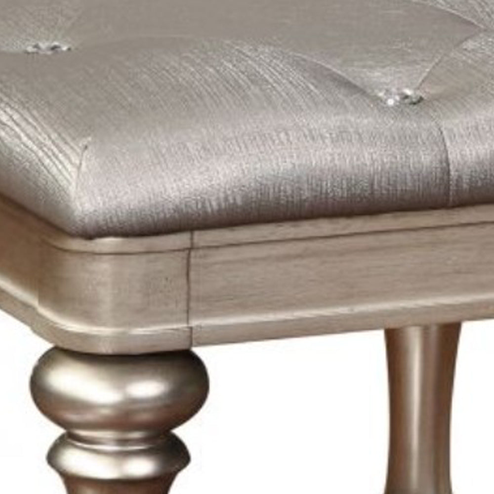 Upholstered Vanity Stool Metallic Platinum