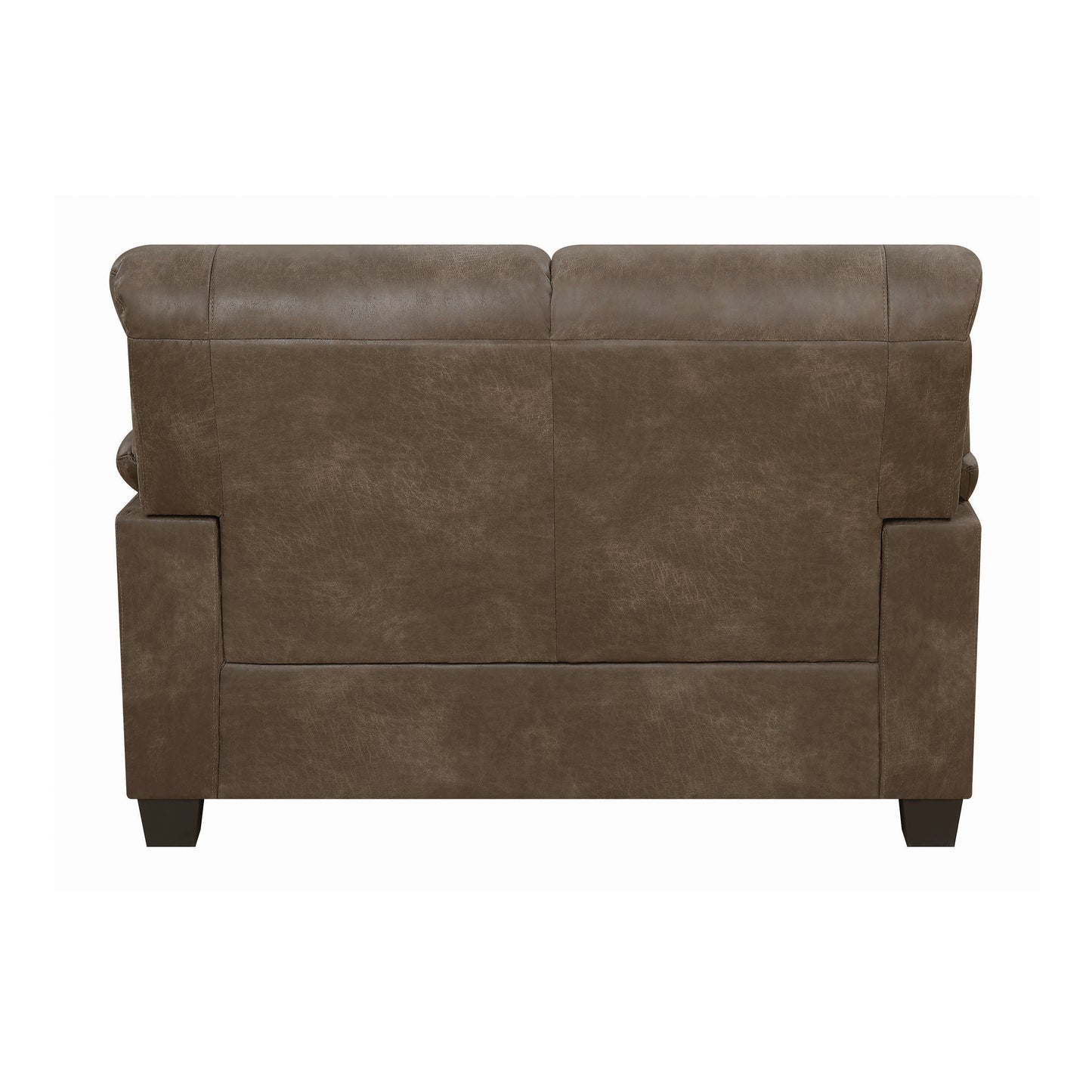 Meagan Upholstered Loveseat Brown with Pillow Top Arms