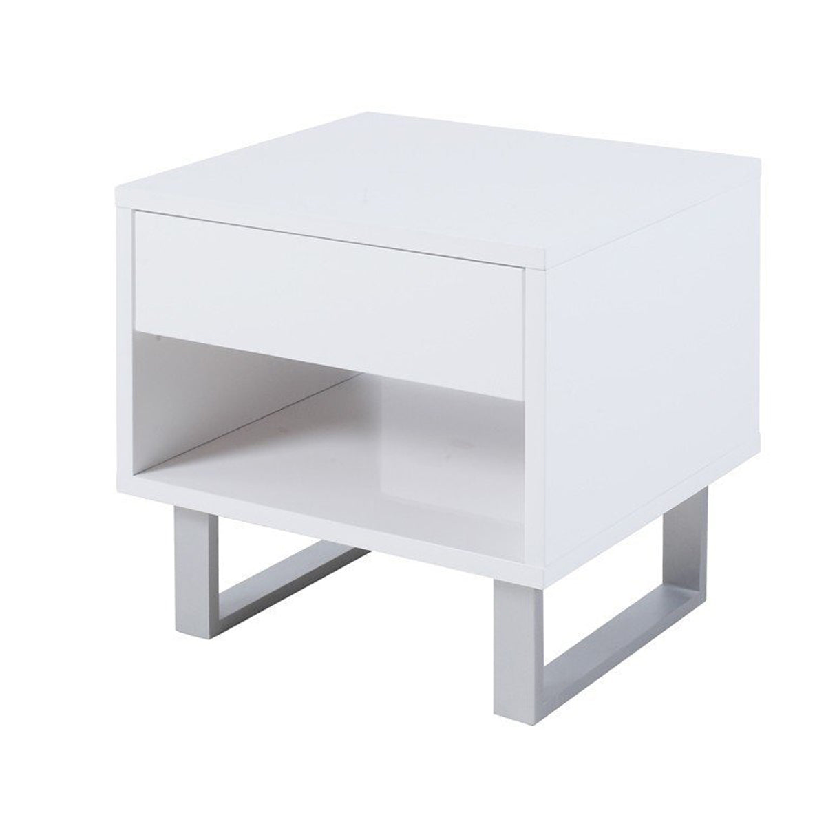 1-drawer End Table High Glossy White