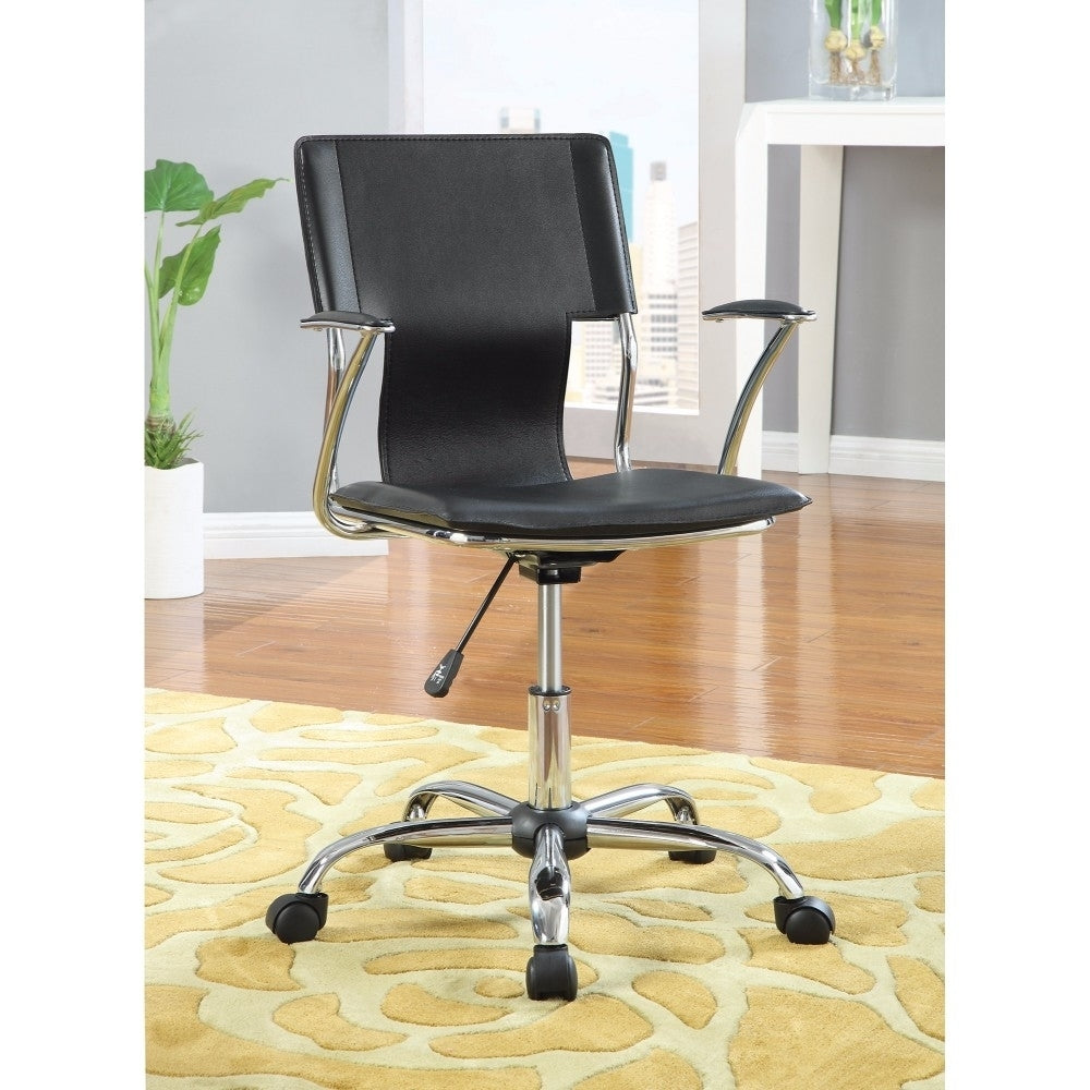 Adjustable Height Office Chair Black and Chrome