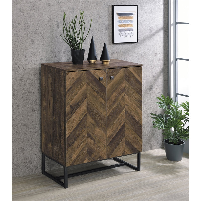 2-door Accent Cabinet Rustic Oak and Gunmetal