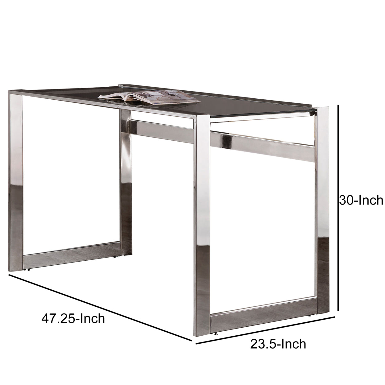 Hartford Glass Top Writing Desk Chrome