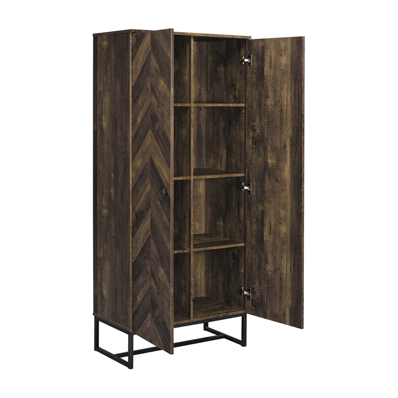 2-door Accent Cabinet Rustic Oak and Gunmetal