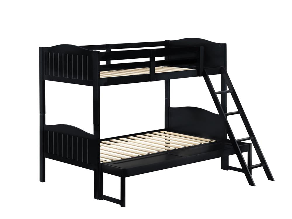 Littleton Twin/Full Bunk Bed with Ladder Black
