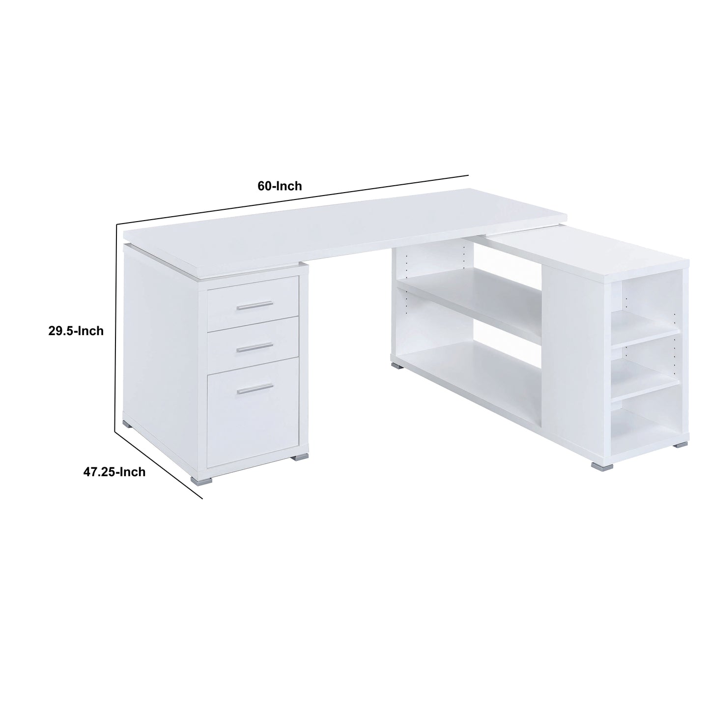 Yvette L-shape Office Desk White