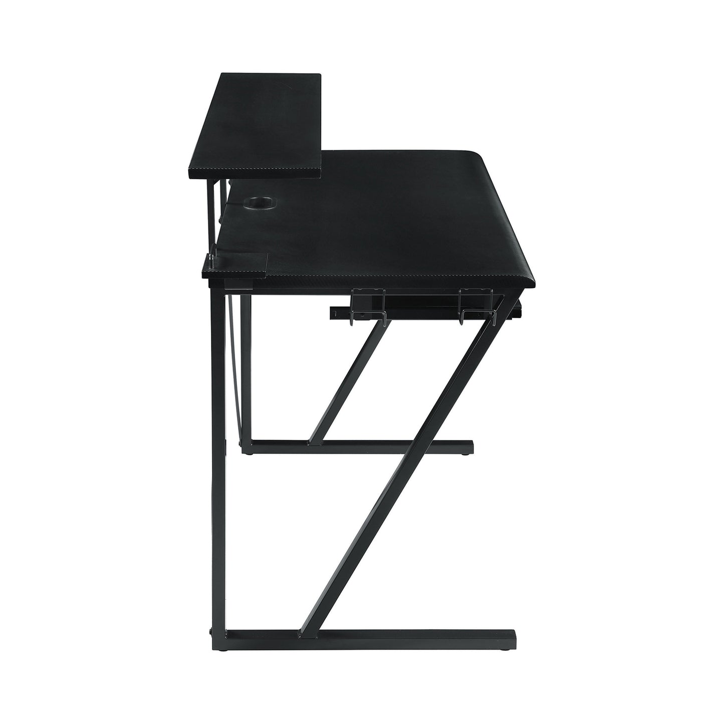 Tech Spec Gaming Desk with Cup Holder Gunmetal