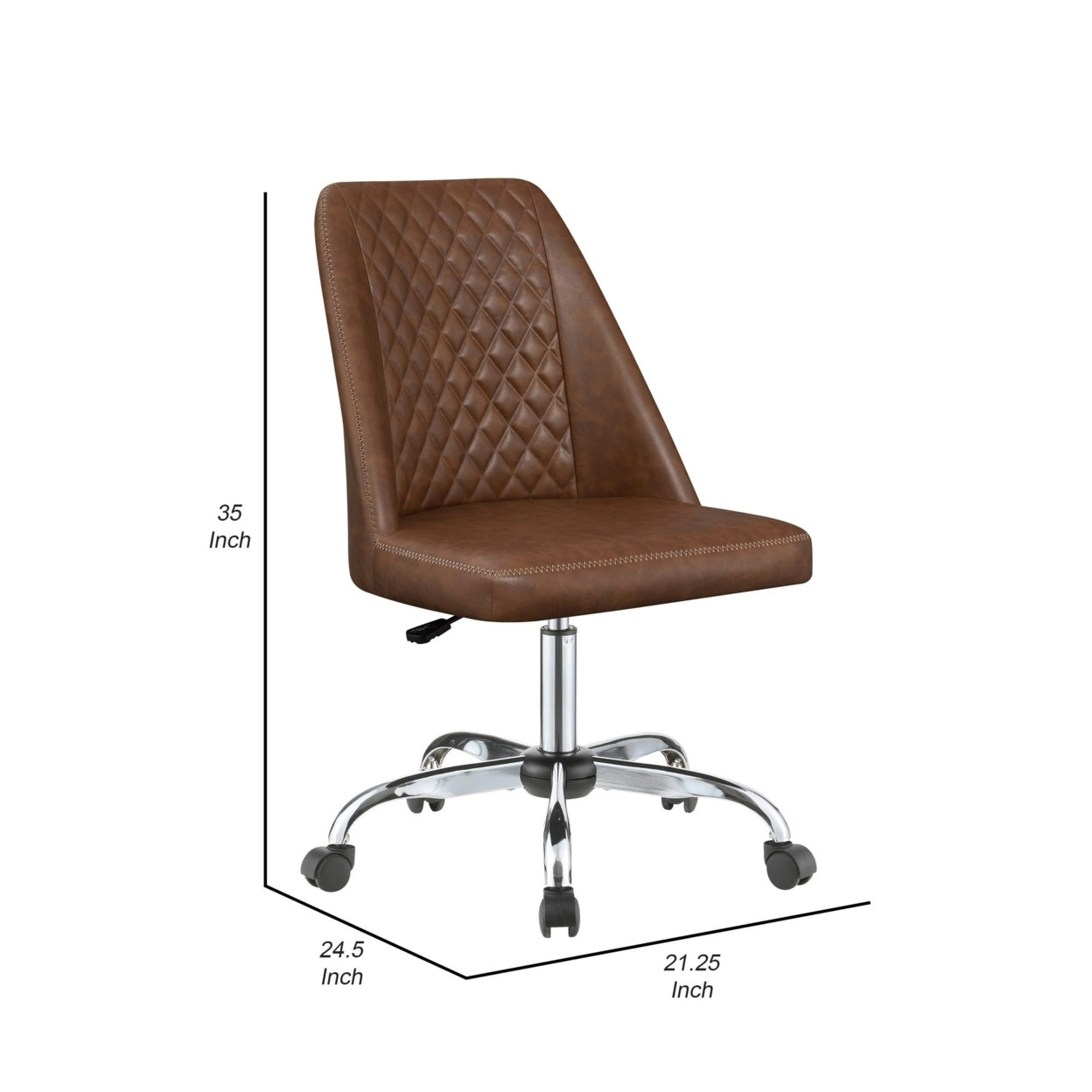 Upholstered Tufted Back Office Chair Brown and Chrome