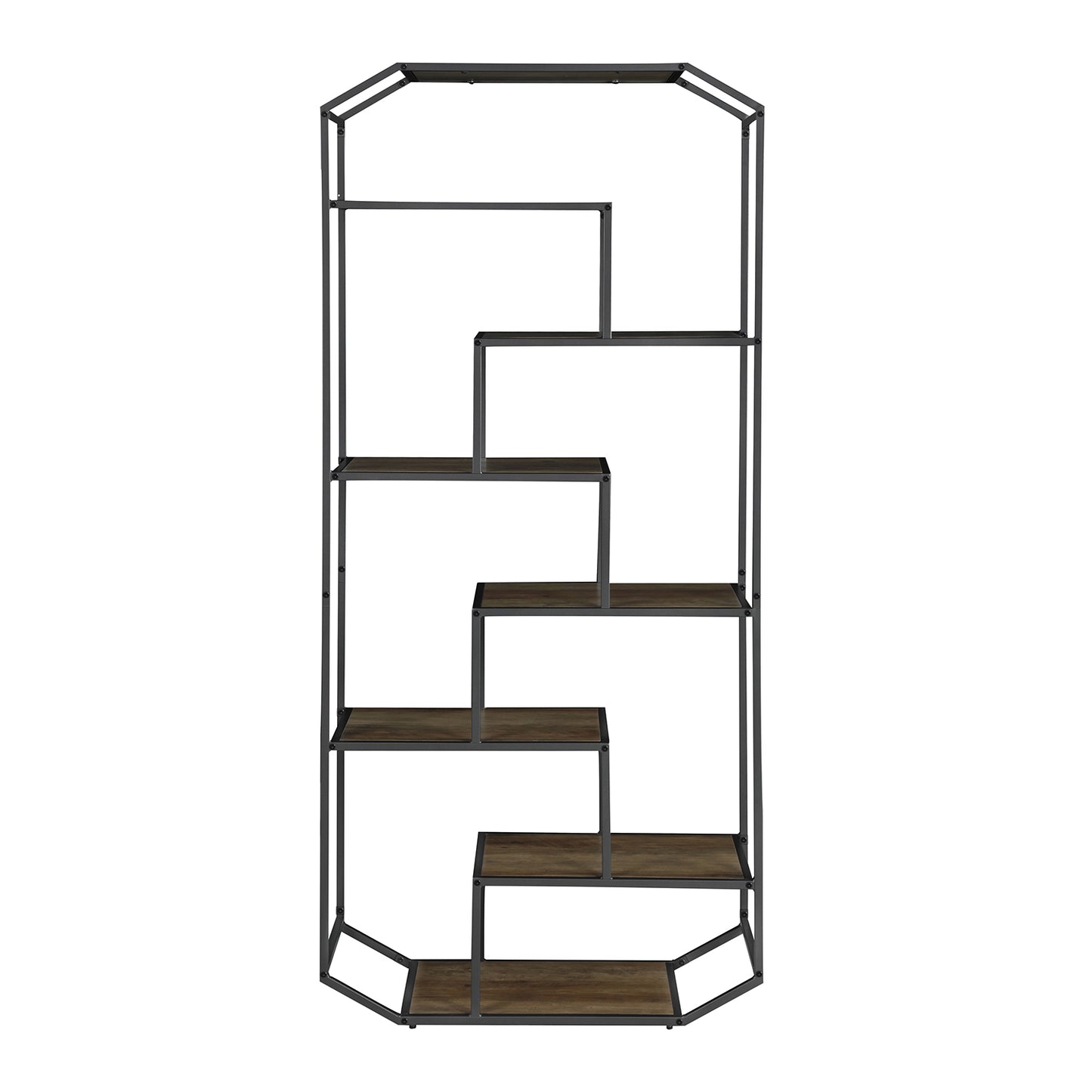 6-shelf Bookcase Rustic Brown and Dark Grey