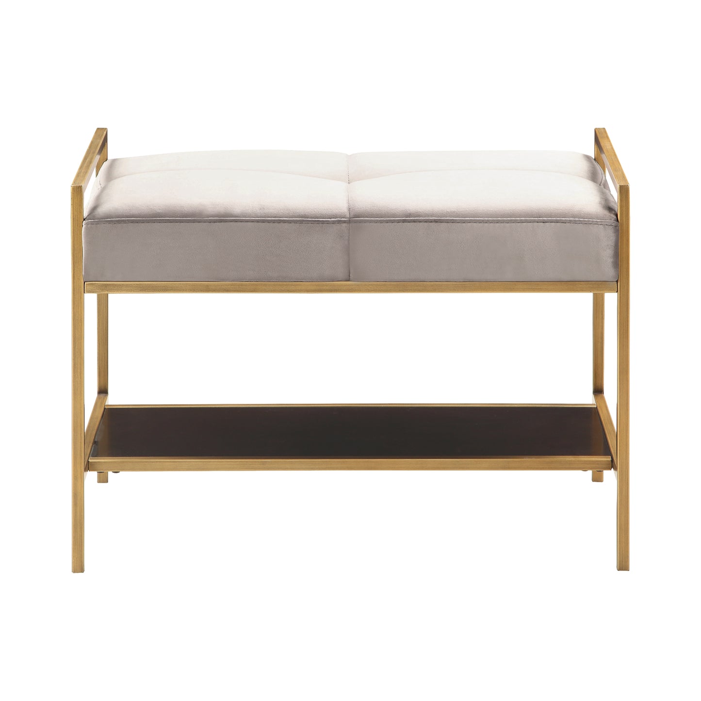 Upholstered Stool Warm Grey and Gold