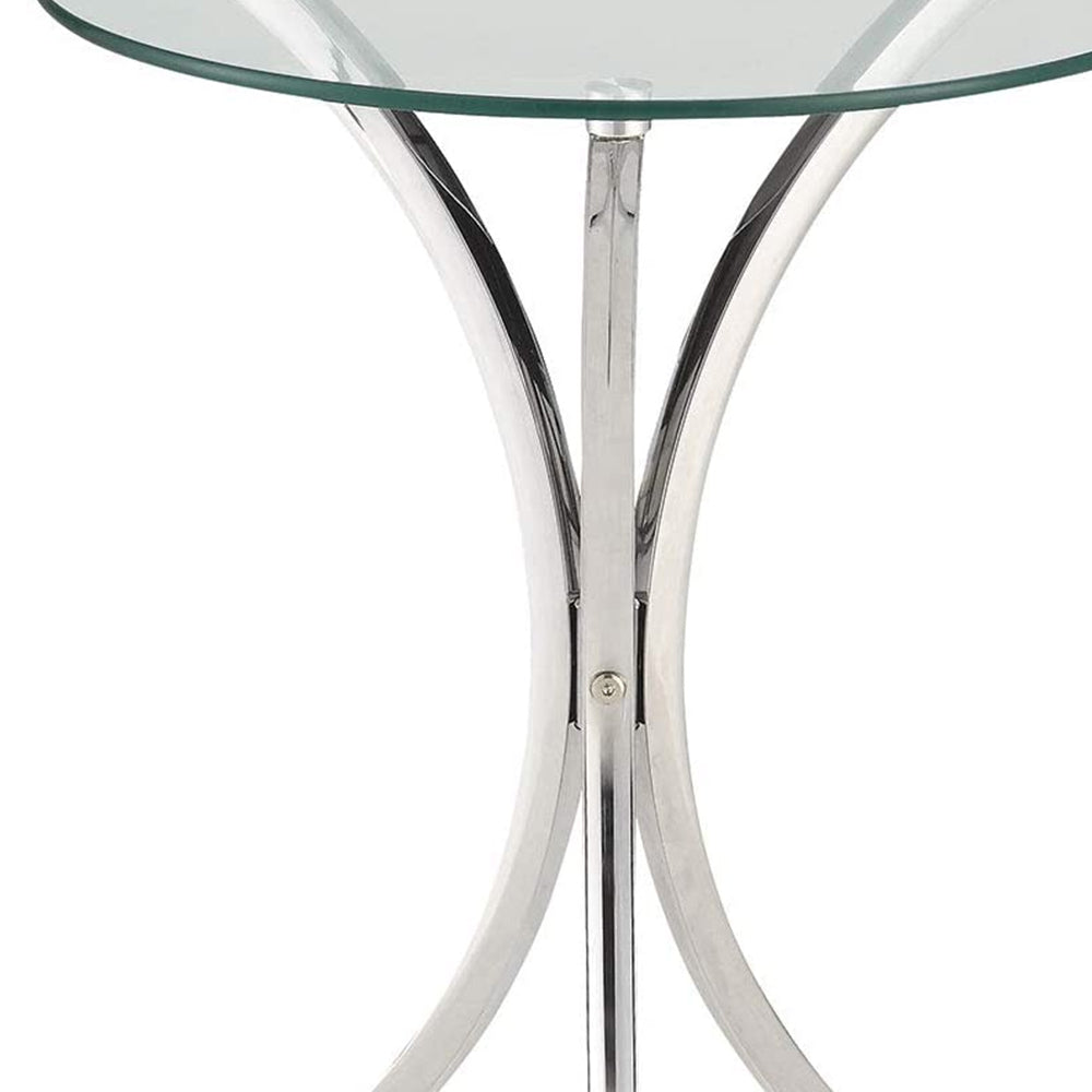 Round Accent Table with Curved Legs Chrome