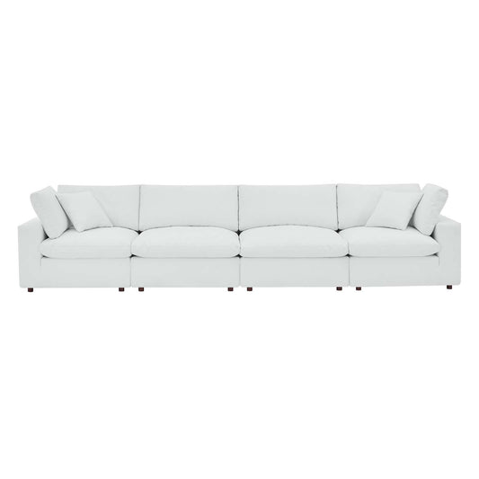 Commix Down Filled Overstuffed Vegan Leather 4-Seater Sofa