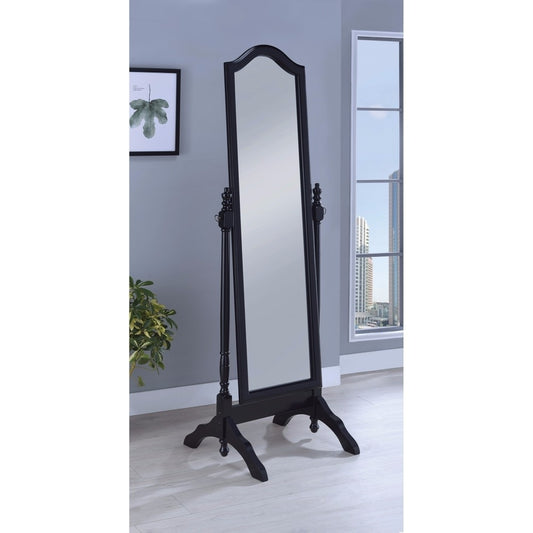 Rectangular Cheval Mirror with Arched Top Black