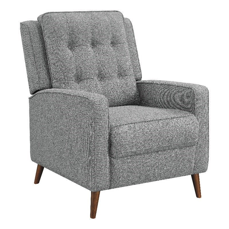 Upholstered Tufted Push Back Recliner Grey