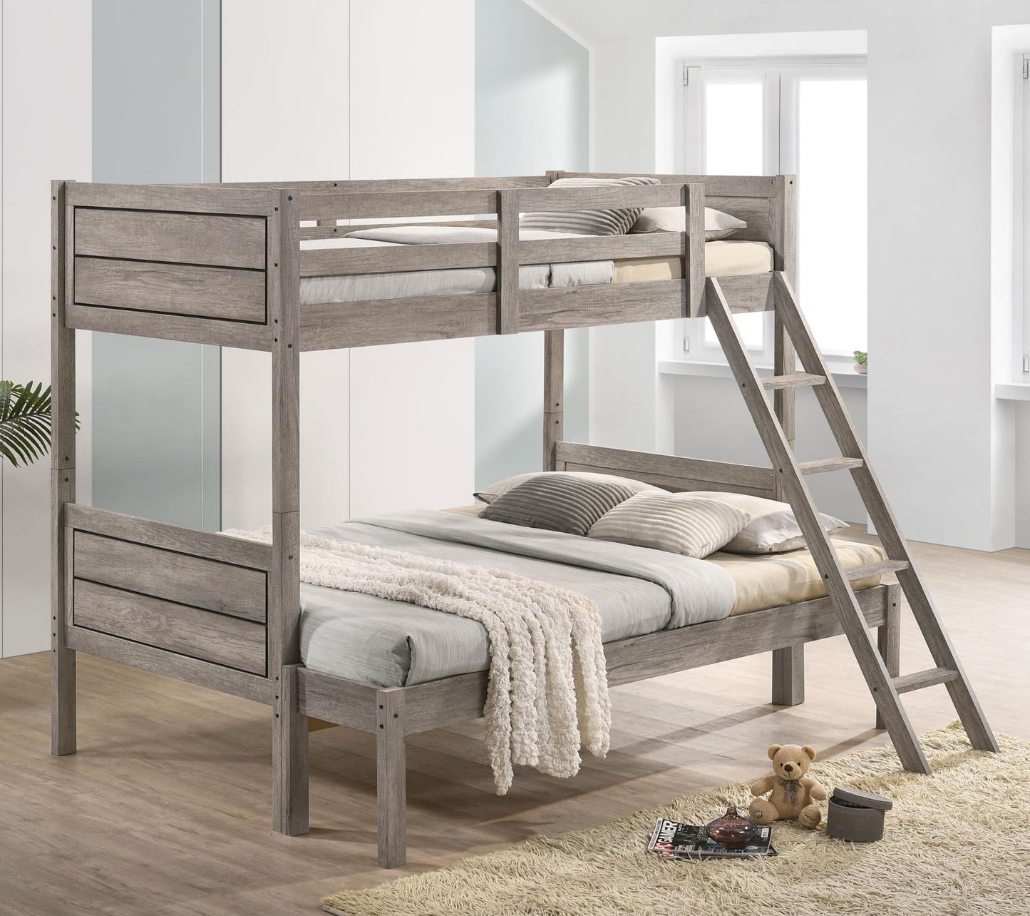 Ryder Twin over Full Bunk Bed Weathered Taupe
