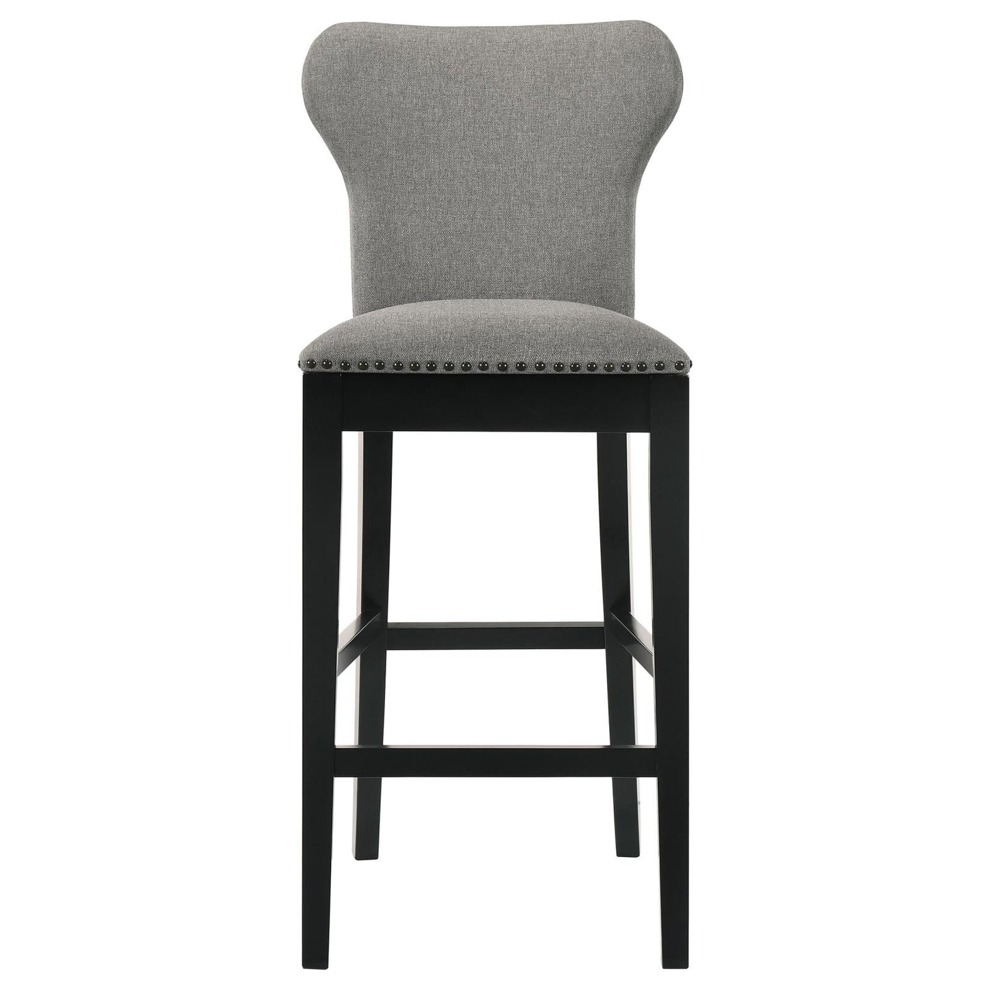 Ralland Upholstered Solid Back Bar Stools with Nailhead Trim (Set of 2) Grey and Black