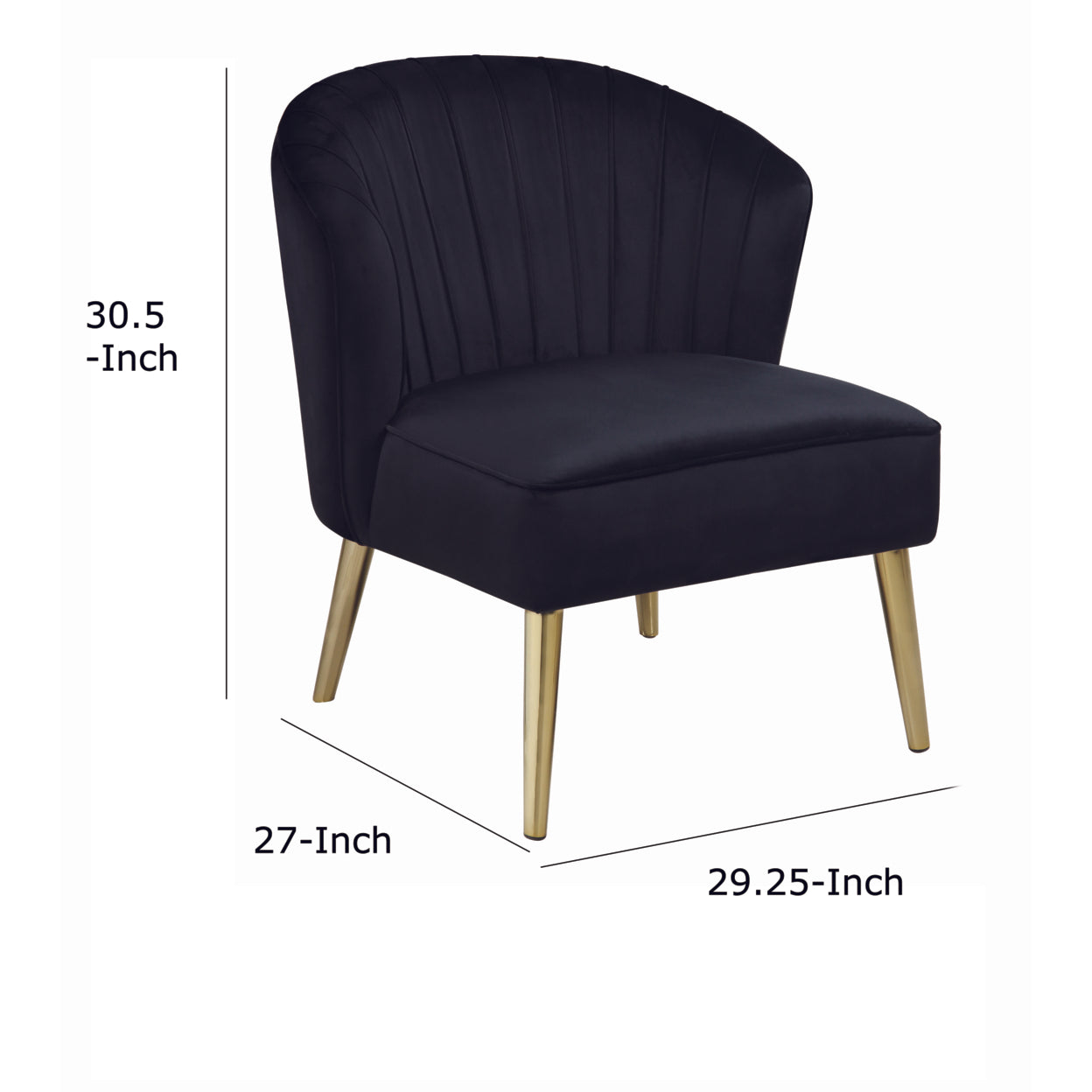 Upholstered Accent Chair with Tapered Legs Black