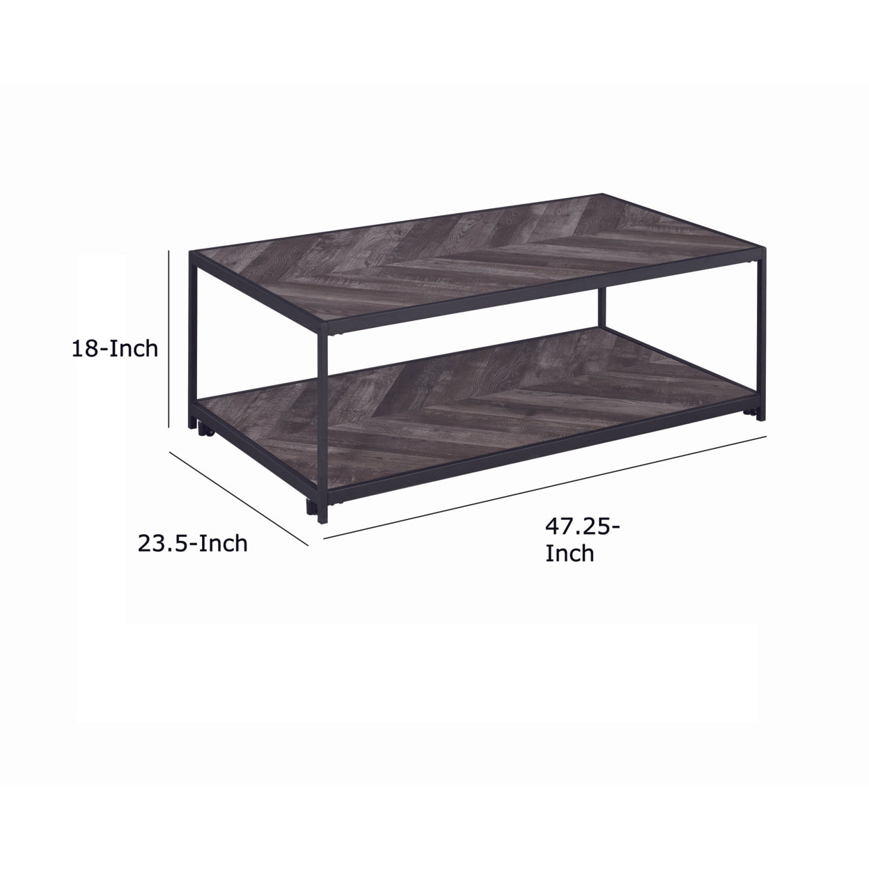 Beckley Chevron Coffee Table Rustic Grey Herringbone
