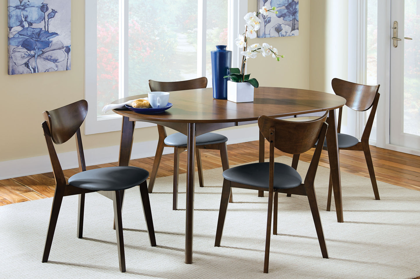 Malone 5-piece Dining Room Set Dark Walnut and Black